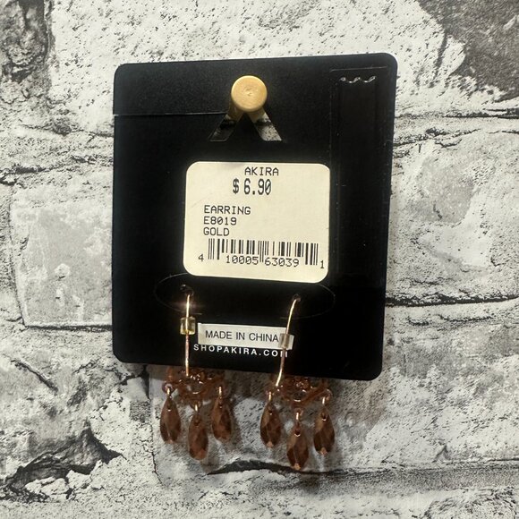 NWT Akira Accessories Set of Gold/Bronze Earrings Dangle Flower - Picture 6 of 10
